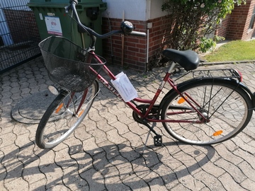 Damenrad Marke Bauer, Road Movie, Rahmennummer B829089, 28 Zoll, 5 Gänge, Fahrradkorb am Lenker, Klingel mit Aufschrift 